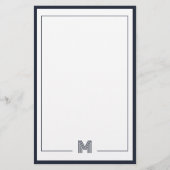 Minimalist Monogram Double Border Stationery 便箋 (正面)
