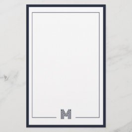 Minimalist Monogram Double Border Stationery 便箋