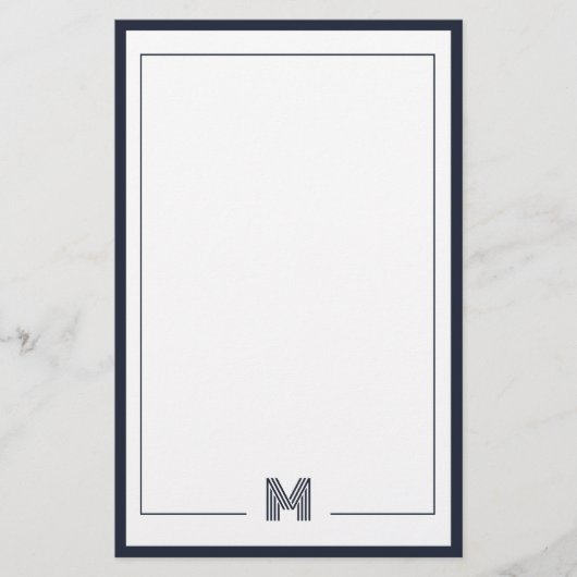 Minimalist Monogram Double Border Stationery 便箋 (正面)