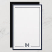 Minimalist Monogram Double Border Stationery 便箋 (正面/裏面)