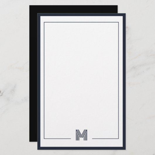 Minimalist Monogram Double Border Stationery 便箋 (正面/裏面)