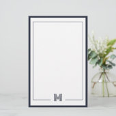 Minimalist Monogram Double Border Stationery 便箋 (スタンド正面)