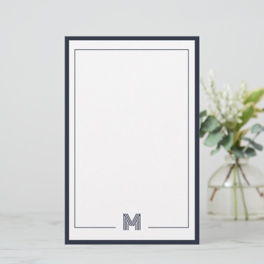 Minimalist Monogram Double Border Stationery 便箋 (スタンド正面)