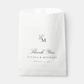 Minimalist Monogram Editorial Wedding Thank You フェイバーバッグ (正面)