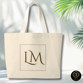 Minimalist Monogram Everyday Cotton Tote Bag ラージトートバッグ
