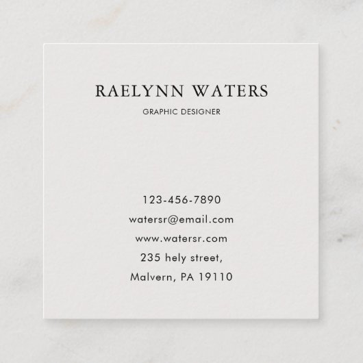 Minimalist Monogram Geometric Graphic Designer スクエア名刺 (裏面)