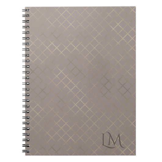 Minimalist Monogram Gold & Light Taupe  ノートブック (正面)