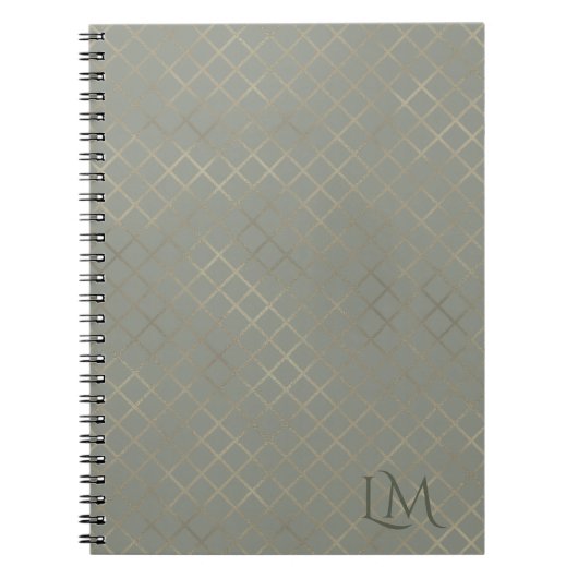 Minimalist Monogram Gold & Olive Taupe  ノートブック (正面)