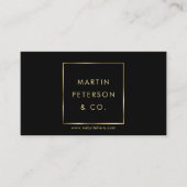 Minimalist Monogram | Gold Square Frame on Black 名刺 (正面)