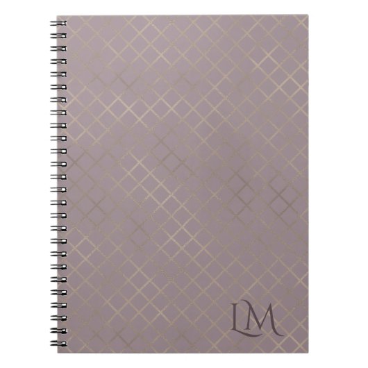 Minimalist Monogram Gold & Tulip Taupe  ノートブック (正面)