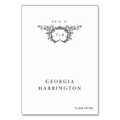 Minimalist Monogram Guest Name Place Card テーブルナンバー (正面)