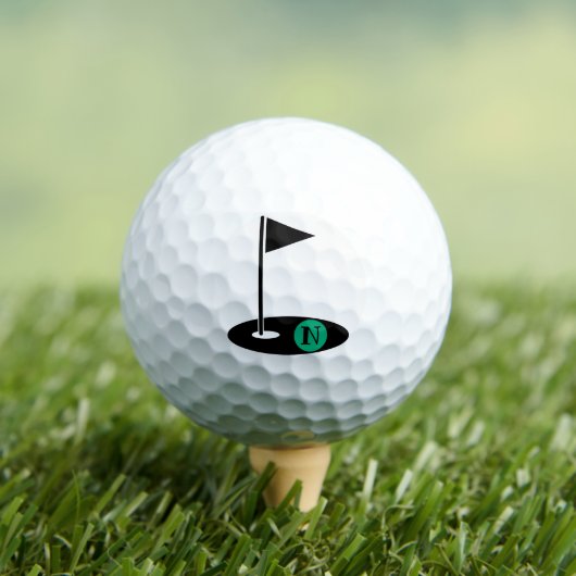 Minimalist Monogram Initial Golf Flag Hole ゴルフボール (インサイチュ 木)