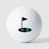 Minimalist Monogram Initial Golf Flag Hole ゴルフボール (正面)