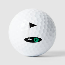 Minimalist Monogram Initial Golf Flag Hole ゴルフボール