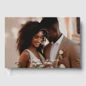 Minimalist Monogram Leaf Modern Photo Wedding  ゲストブック (正面)