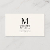 Minimalist Monogram Luxury Black/Ivory Logo QR  名刺 (正面)