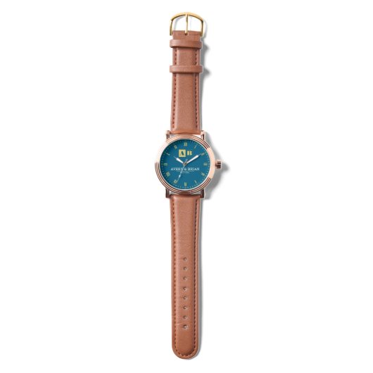 Minimalist Monogram Personalized Wedding Anniversa 腕時計 (ストラップ)