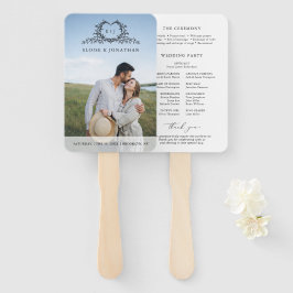 Minimalist monogram Photo Chic Wedding Program ハンドファン