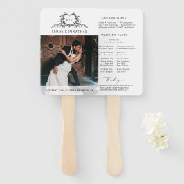 Minimalist monogram Photo Chic Wedding Program ハンドファン