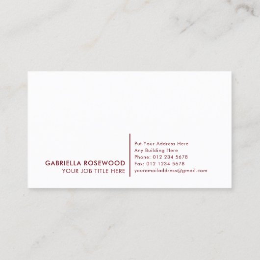 Minimalist Monogram Red Maroon 名刺 (裏面)