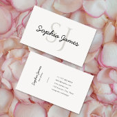 Minimalist Monogram Script Pet Sitting 名刺