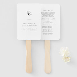 Minimalist Monogram Wedding Ceremony Fan Program ハンドファン