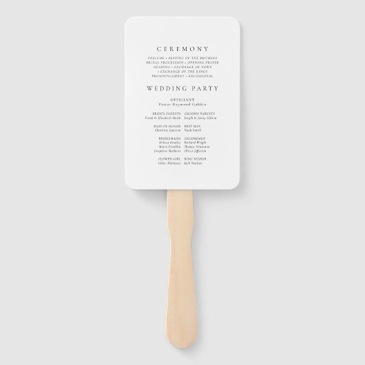 Minimalist Monogram Wedding Ceremony Fan Program ハンドファン (裏面)