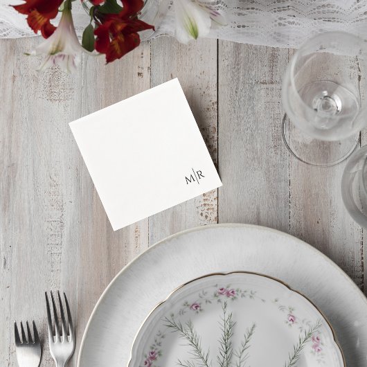 Minimalist Monogram Wedding Cocktail Napkin スタンダードカクテルナプキン