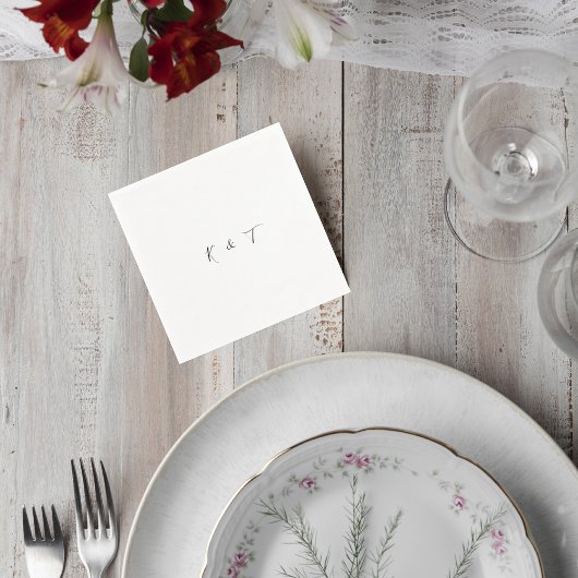 Minimalist Monogram Wedding Cocktail Napkins スタンダードカクテルナプキン