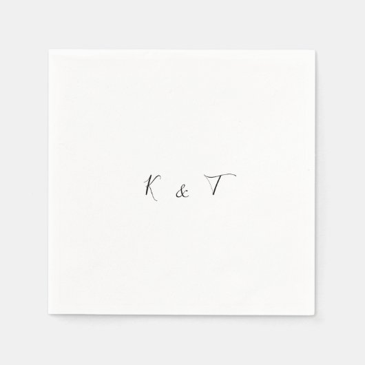 Minimalist Monogram Wedding Cocktail Napkins スタンダードカクテルナプキン (正面)