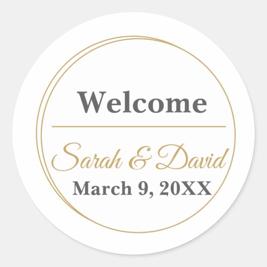 Minimalist Monogram Wedding Envelope Seal Sticker ラウンドシール (正面)