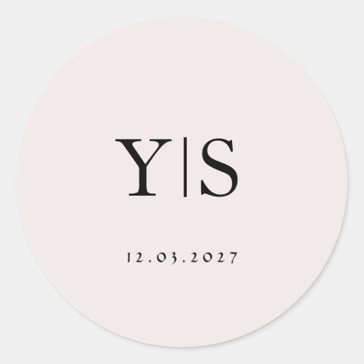 Minimalist Monogram Wedding Personalized Initials  ラウンドシール (正面)