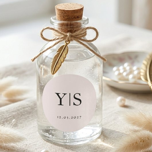 Minimalist Monogram Wedding Personalized Initials  ラウンドシール