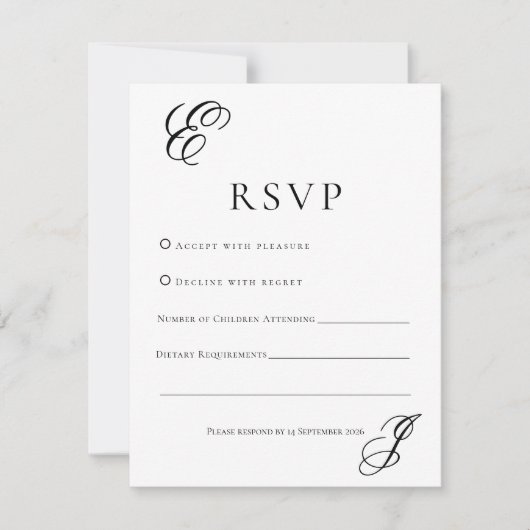 Minimalist Monogram Wedding RSVP Card  (正面)