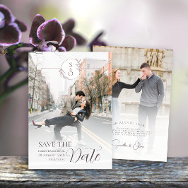 Minimalist Monogram Wedding Save the Date Card セーブザデート