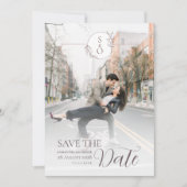 Minimalist Monogram Wedding Save the Date Card セーブザデート (正面)