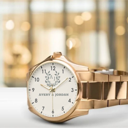 Minimalist Monogrammed Couple Elegant Anniversary  腕時計