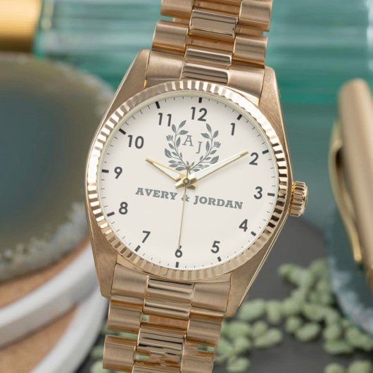 Minimalist Monogrammed Couple Elegant Anniversary  腕時計