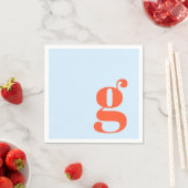 Minimalist Monogrammed Initial Retro Blue Orange スタンダードカクテルナプキン (インサイチュ)