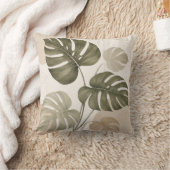 Minimalist Monstera Leaf Cushion クッション (ブランケット)