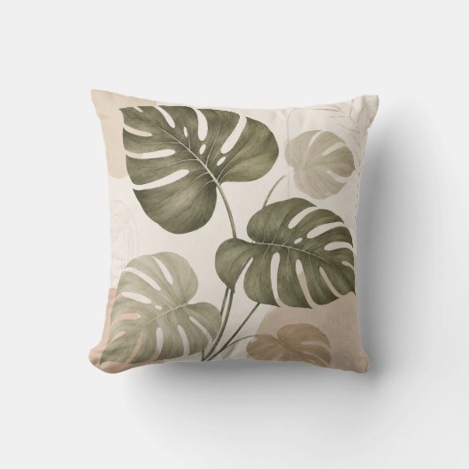Minimalist Monstera Leaf Cushion クッション (正面)