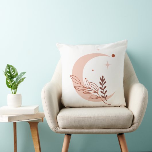 Minimalist Moon & Stars Throw Pillow クッション (椅子)