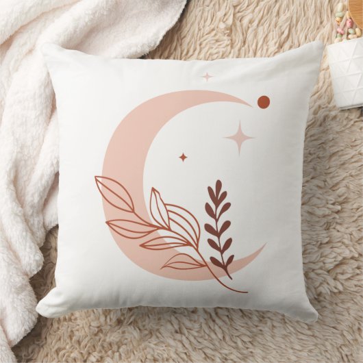 Minimalist Moon & Stars Throw Pillow クッション (ブランケット)