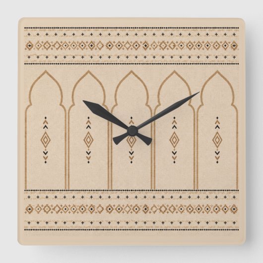 Minimalist Moroccan Arch Wall Clock スクエア壁時計 (正面)