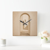 Minimalist Moroccan Arch Wall Clock | Neutral Riad スクエア壁時計 (ホーム)