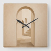 Minimalist Moroccan Arch Wall Clock | Neutral Riad スクエア壁時計 (正面)