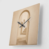 Minimalist Moroccan Arch Wall Clock | Neutral Riad スクエア壁時計 (傾斜)