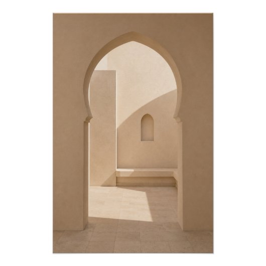 Minimalist Moroccan Patio Wall Art Poster ポスター (正面)