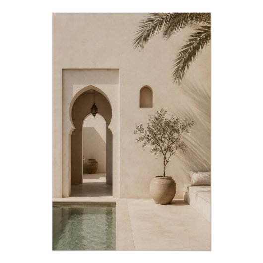 Minimalist Moroccan Riad Poster ポスター (正面)