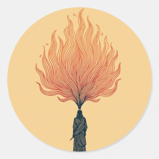 Minimalist Moses and the Burning Bush Sticker ラウンドシール
